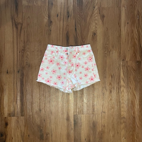 PacSun Pants - Pacsun Pink Flower Vintage High Waisted Denim Shorts US size 24
